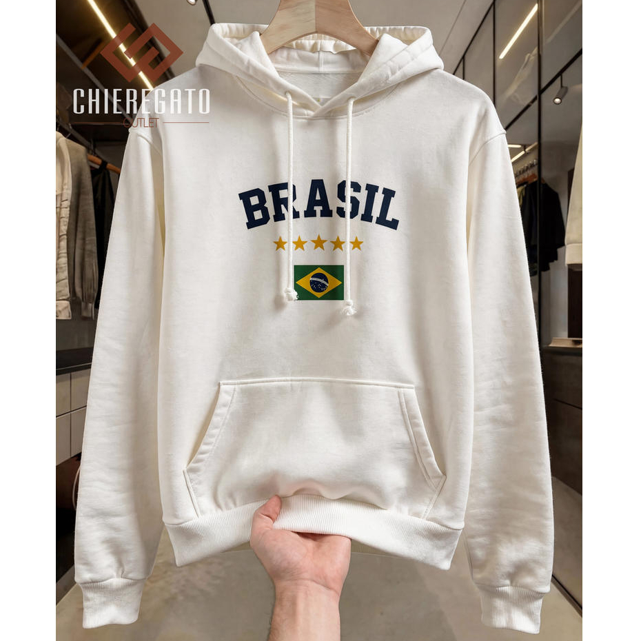 Moletom Canguru Blusa de Frio Com Capuz BRASIL Outono Inverno Feminino Masculino Blusão Flanelado em Oferta na Shopee