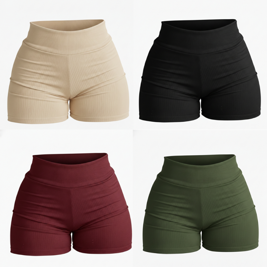 Shorts Fitness Anarruga Canelado Cos Alto Feminino  Zero Transparência em Oferta na Shopee