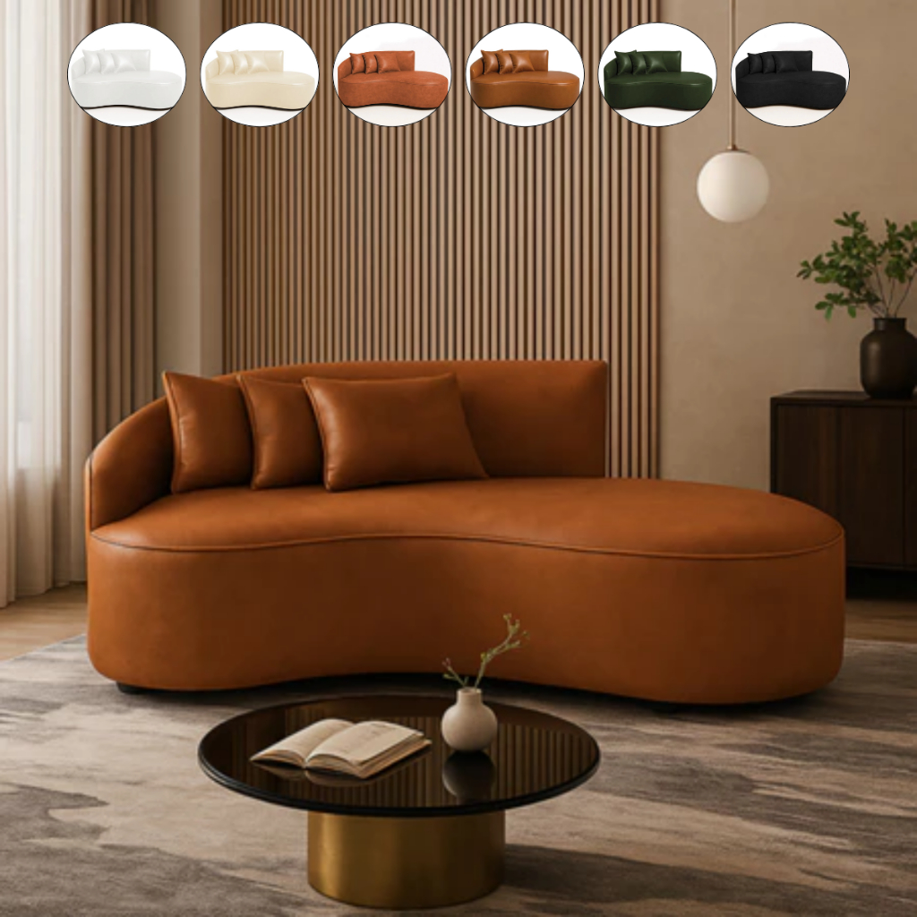 Sofá 2 Lugares Orgânico 140cm Morgan Sintético PU Luxo D'Rossi | Design Moderno Sala Estar Premium