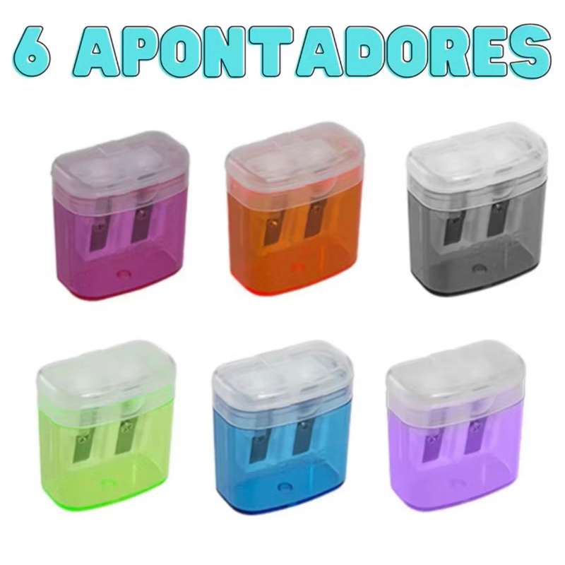 Kit com 6 Apontadores Duplo Cestinha Leo&Leo – Praticidade e Organização para o Dia a Dia! ✏️🧺