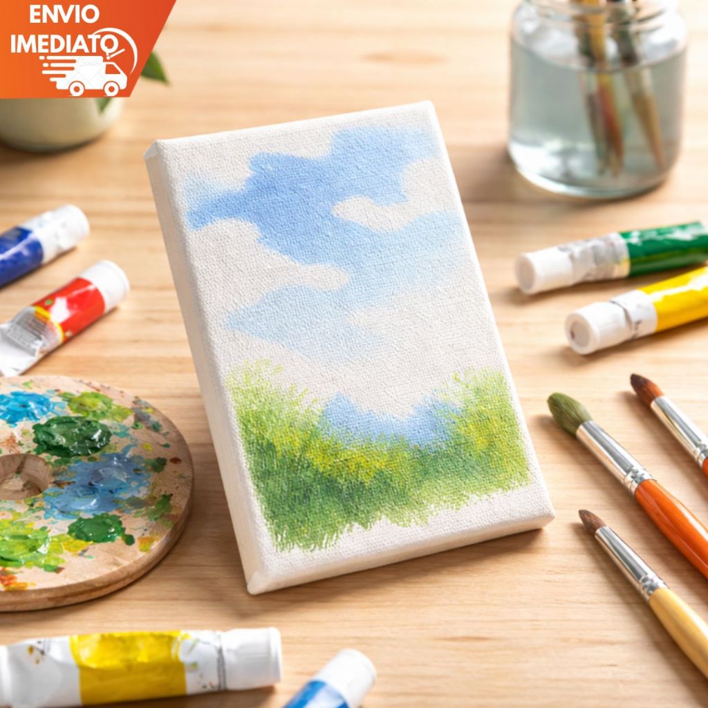 Tela 10x15cm com Algodão Cru e Madeira Ideal para Pintura a Óleo ou Acrílica