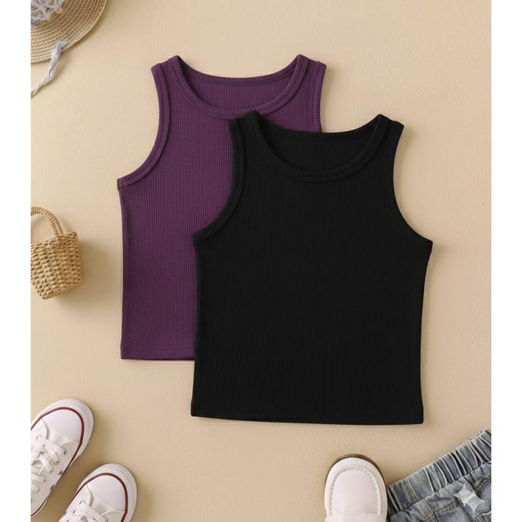 Kit 2 Camiseta Regata Infantil e Adolescente Ribana Premium Multi Cores Lançamentos 2026 Verão