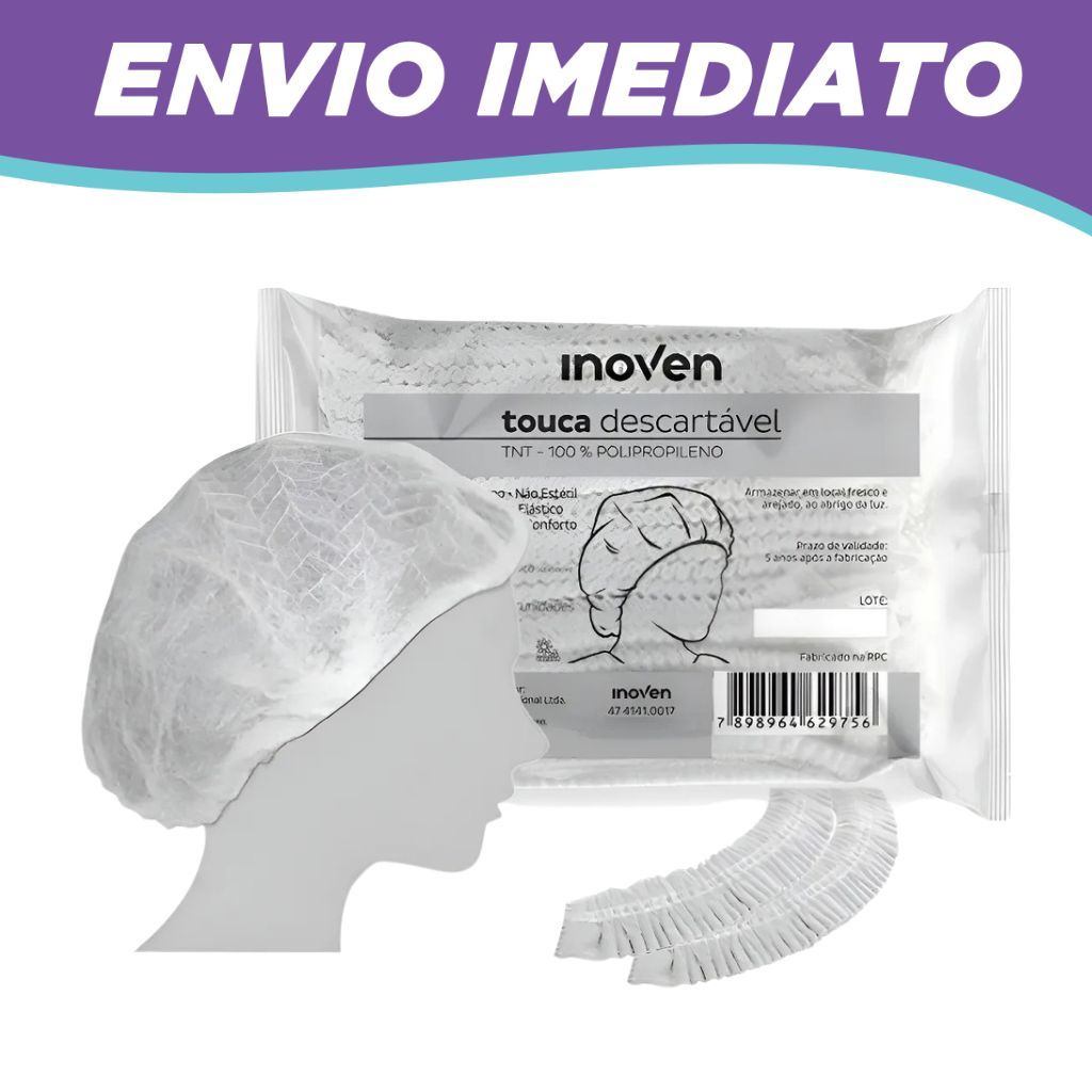 Touca Descartável TNT Com Elástico 100 Unidades Inoven