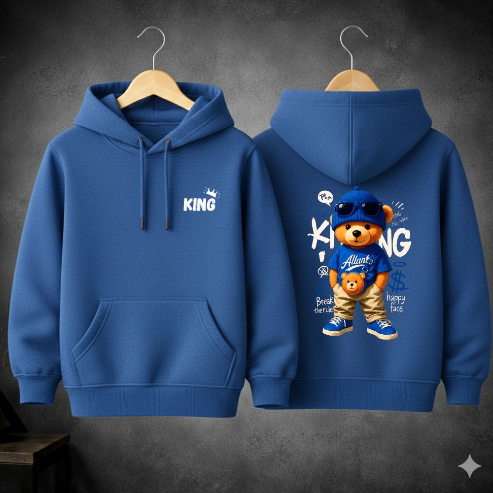 Moletom infantil juvenil masculino blusa de frio canguru urso king de algodão tam 02 a 16 em Oferta na Shopee