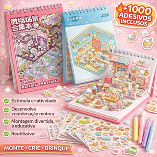 Caderno Adesivo 3D 20 Cenarios 45 paginas Criativo Scrapbook Diy Com Pinça Montar Comodos Diversos em Oferta na Shopee