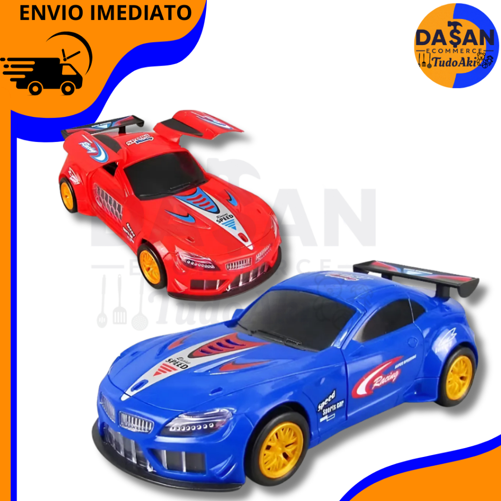 Super Carrinho Infantil Sports Giro  360° – Vermelho e azul com Luzes 3D e Musica Contagiante