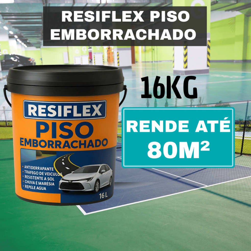 Tinta Piso Emborrachada Resiflex 16L Antiderrapante Garagem Calçada Quadra Área Externa