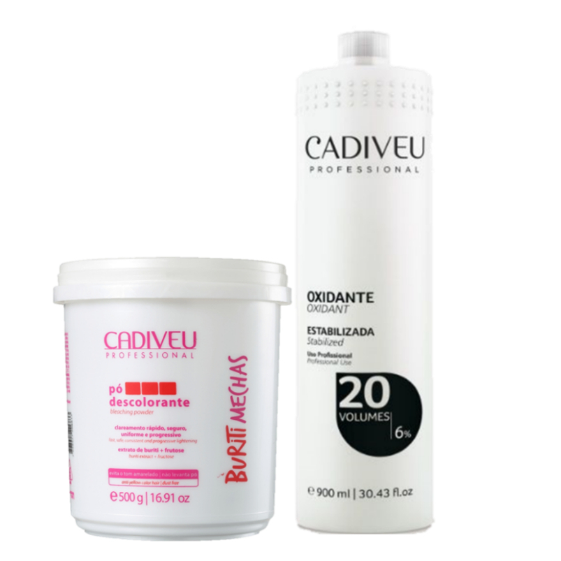 Cadiveu Kit Buriti Mechas Pó Descolorante 500g e Oxidante 20 Vol.