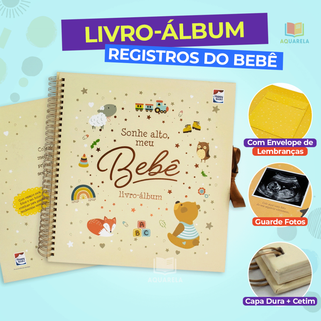 Maravilhoso Livro Sonhe Alto, Meu Bebê Com Espaços para Fotos e Bolso Envelope Acabamento Espiral em Oferta na Shopee