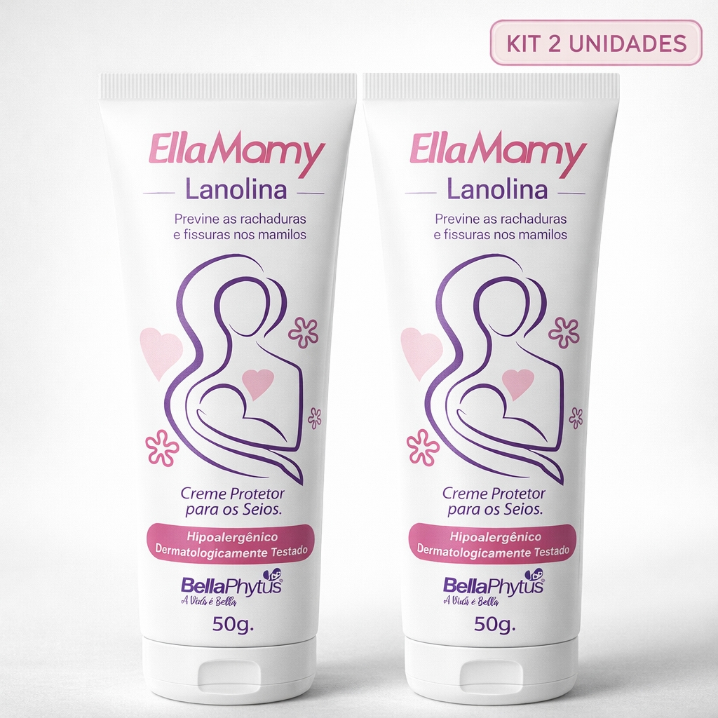 Ellamamy Creme de Lanolina 50g Kit 2 Unid - Proteção para os seios Previne Rachaduras e Fissuras Ellamamy Creme de Lanolina 50g Kit 2 Unid - Proteção para os seios Previne Rachaduras e Fissuras