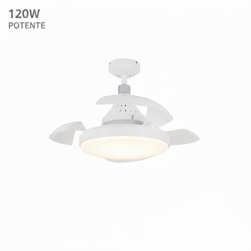 Ventilador de Teto Retrátil 120W Silencioso Controle Remoto Bivolt Lâmpada E27 3 Cores Econômico em Oferta na Shopee
