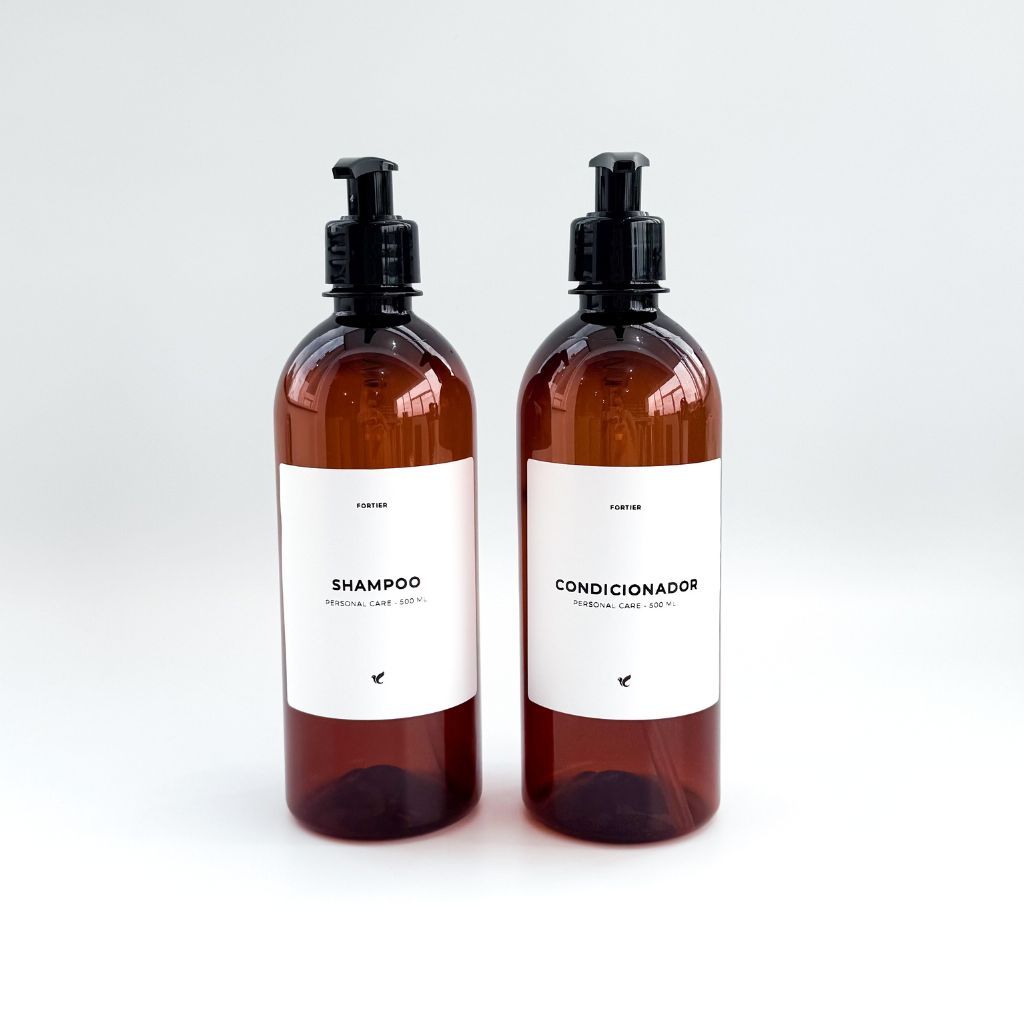 Kit Banheiro 2 Frascos Âmbar Shampoo Condicionador 500ml Decoração e Organização em Oferta na Shopee