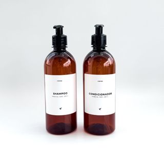 Kit Banheiro 2 Frascos Âmbar Shampoo Condicionador 500ml Decoração e Organização em Oferta na Shopee