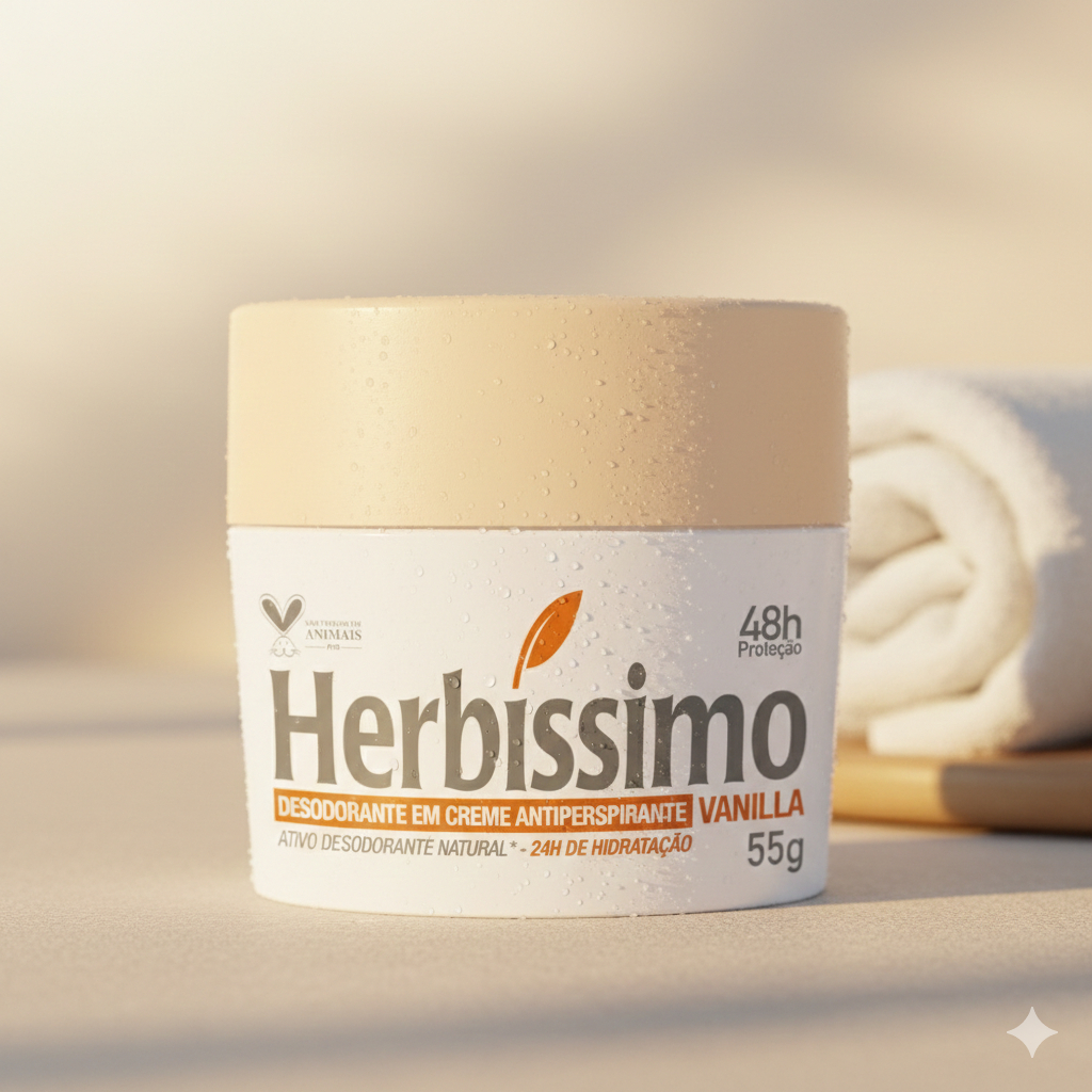 Desodorante Creme Antitranspirante Herbíssimo Vanilla 55G em Oferta na Shopee