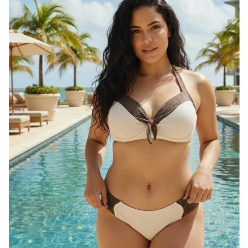 Conjunto Biquíni Feminino Marron 44 ao 54 Plus Size Bojo Meia Taça Confortável Com Calcinha Tanga Borboleta em Oferta na Shopee