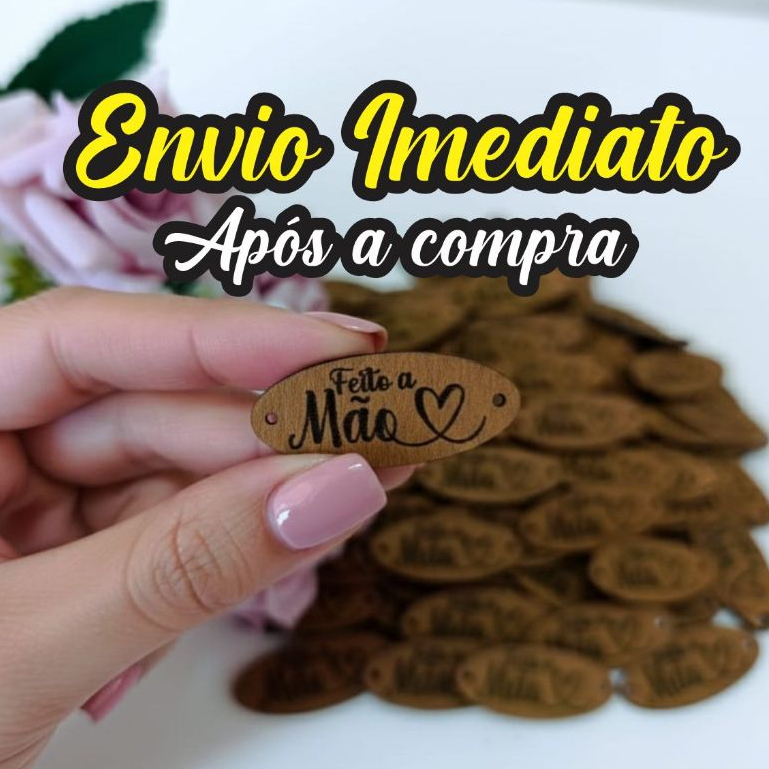 Kit de 15 a 100 Etiquetas de couro sintético Feito a mão para Crochê artesanato e roupas
