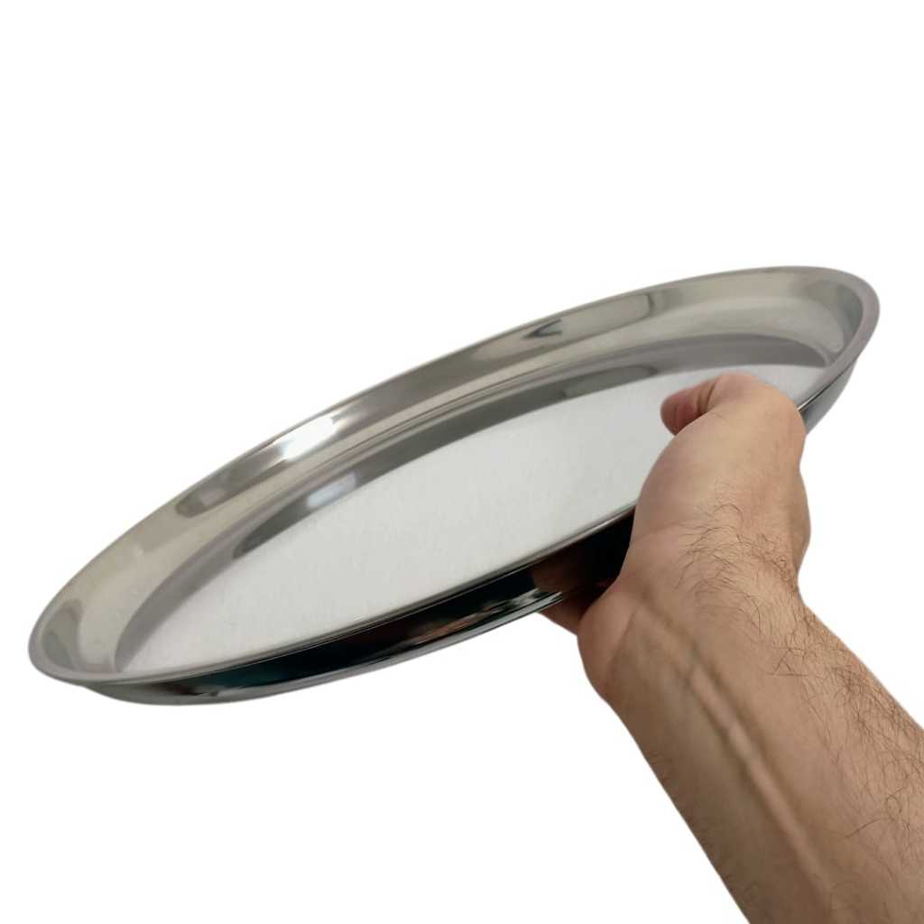 Bandeja Travessa Garçom Redonda Premium  Aço Inox Restaurante