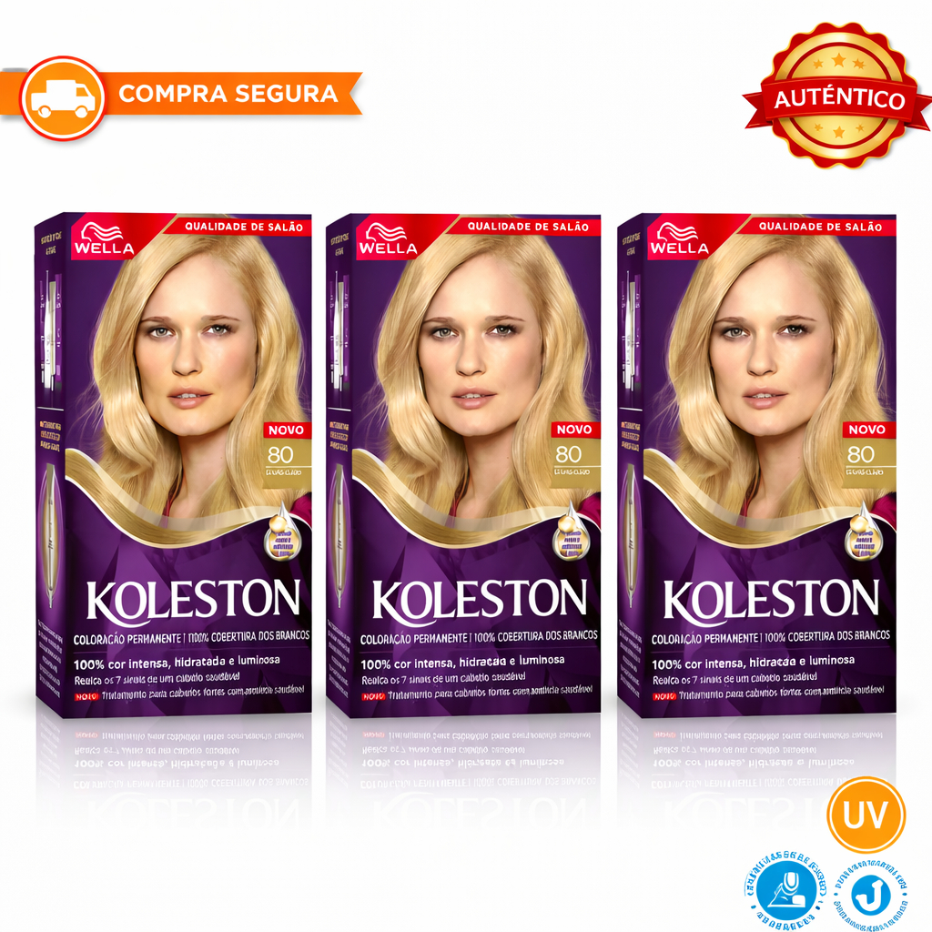 Kit 03 Tintura Coloração Koleston Wella Cor 80 Louro Claro