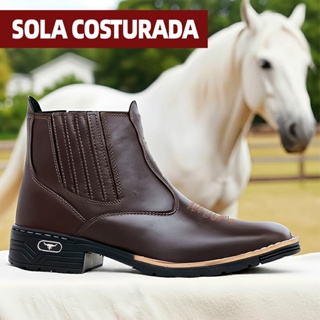 Botina Texana Masculina Country Cowboy De Couro Sintético Premium Forro Macio Resistente em Oferta na Shopee