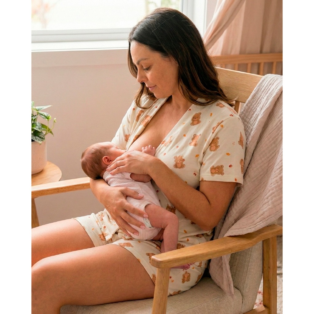 Pijama Amamentação Baby Doll Malha Premium Americano Feminino Estilo Blogueirinha Maternidade Pós Parto Confortável em Oferta na Shopee