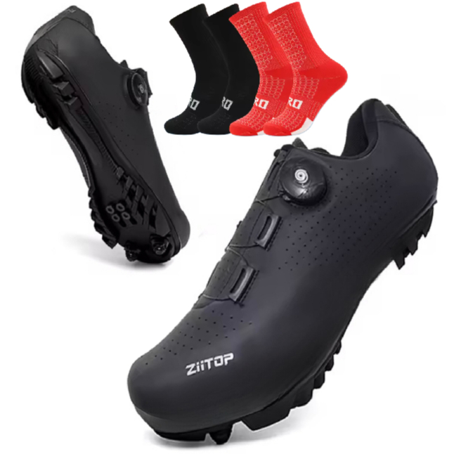 Sapatilha Ciclismo Preto Para Bicicleta Bike Mtb Fecho Sistema Boa Respirável Ergonômico Confortável