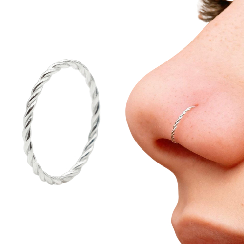PIERCING NARIZ ARGOLA TRANÇADA PRATA 925 LEGITIMA NARIZ 9,5MM NOSTRIL em Oferta na Shopee