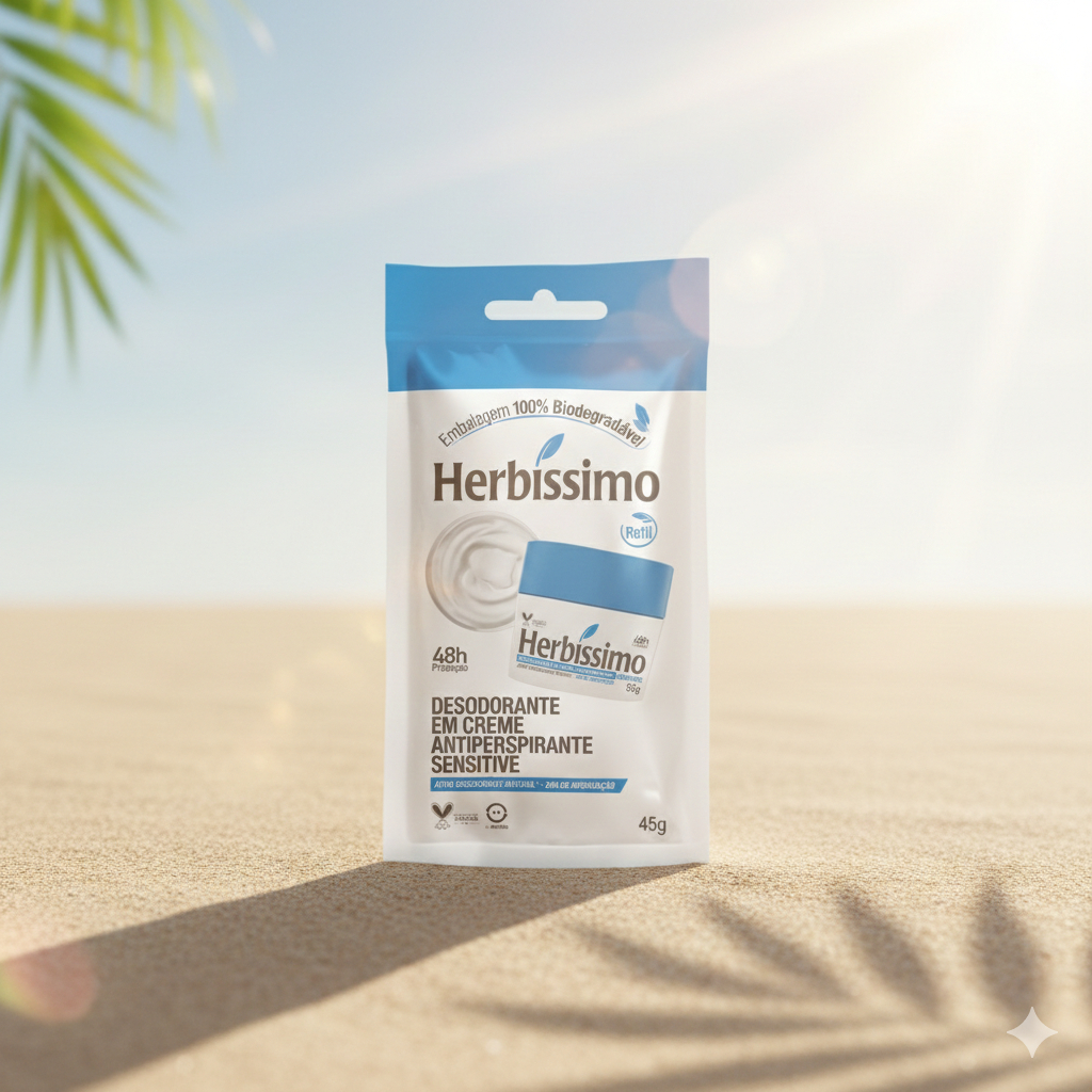 Sachê Refil Desodorante Creme Antitranspirante Herbissimo Sensitive 45G