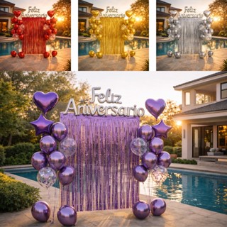 Kit Balão Metalizado Cortina Bexiga Feliz Aniversário Decoração de Festa Completa em Oferta na Shopee