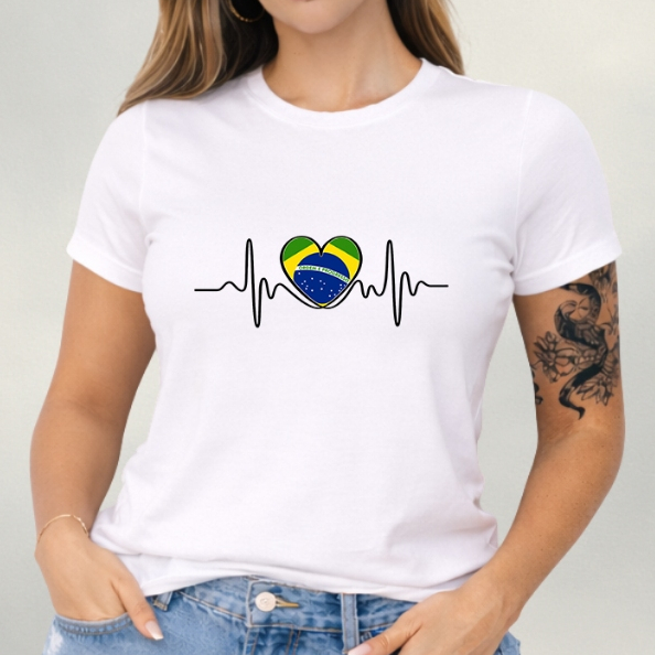 Camiseta Blusa Brasil Copa do Mundo Feminina Algodão Premium Confortável Casual