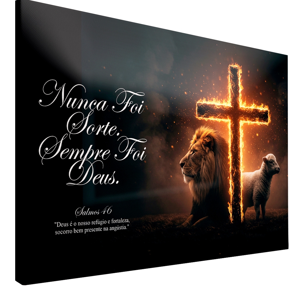 Quadro decorativo Nunca foi Sorte Sempre foi Deus fé religioso decoração quarto sala hall