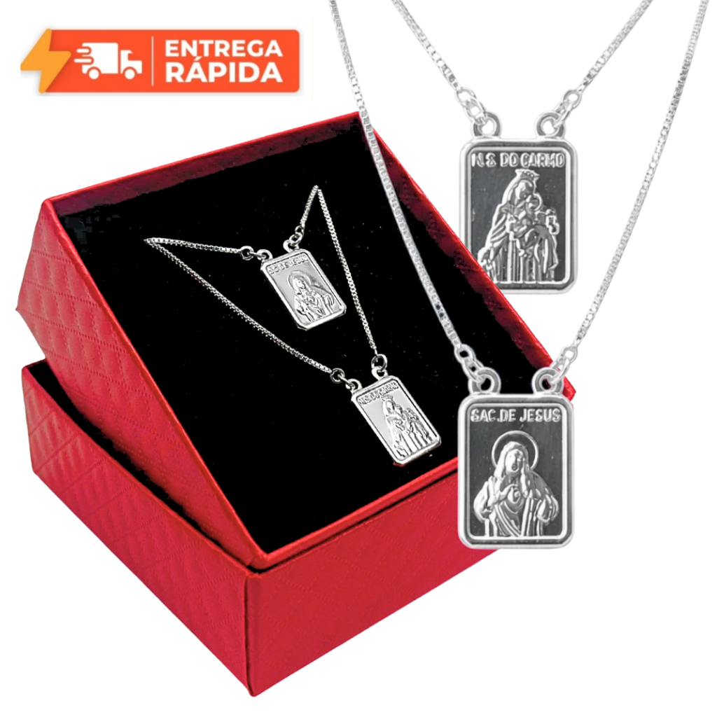 Escapulário Corrente De Prata 925 Cordão Italiano Sagrado Coração de Jesus em Oferta na Shopee