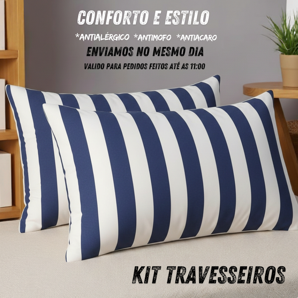 Kit Travesseiros Para Casal Confortavel Antialérgico Estampados
