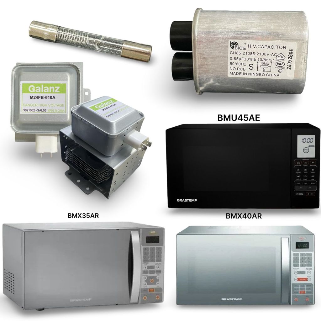 Kit Completo para Conserto Microondas BMU45AE / BMX40AR / BMX35AR Magnetron 610A + Cap 0,85uf + Fusivel de Vidro 0.8A