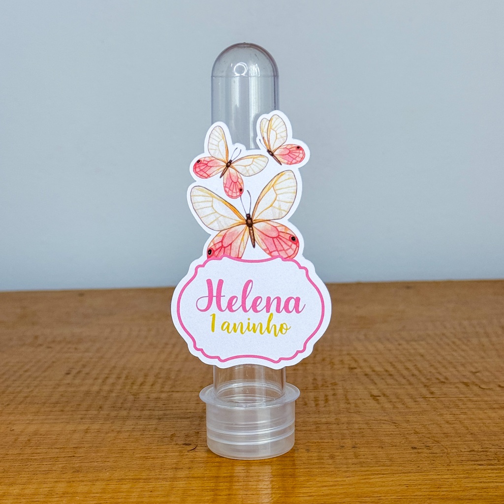 Kit com 10, 20 ou 30 Tubetes Personalizado Para Aniversário Com Nome, Lembrancinha Aniversário, Borboleta