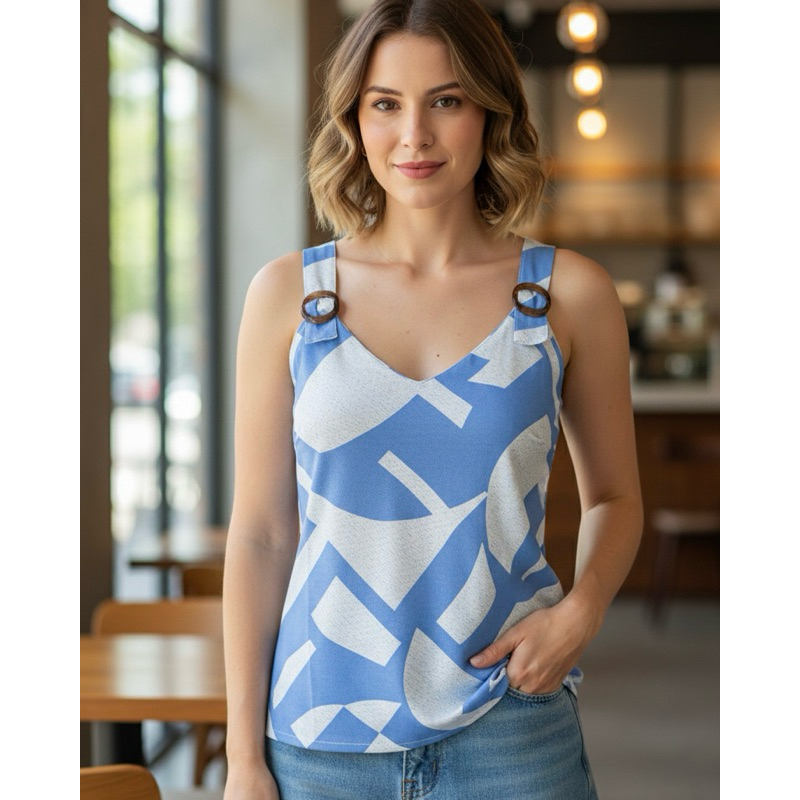 Blusa regata feminina estilosa alça larga em Oferta na Shopee