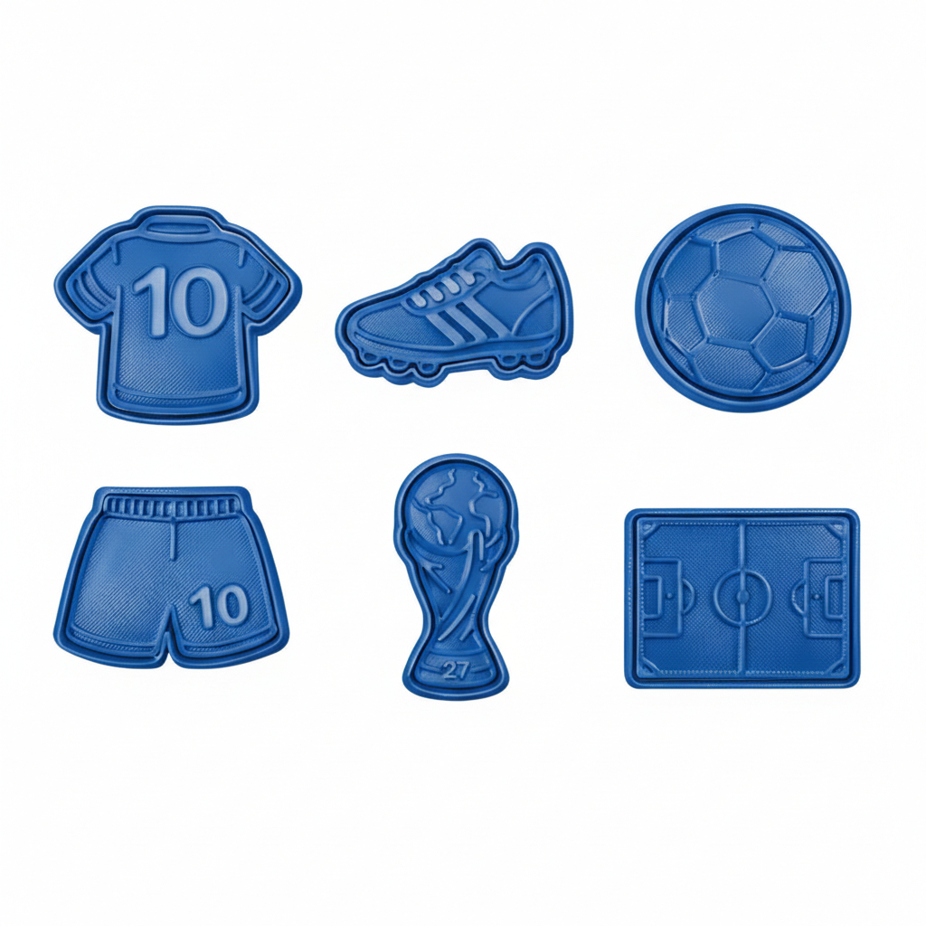Cortador Marcador Massas KIT C/6 Futebol | Copa, Campo, Taça, Short e camisa
