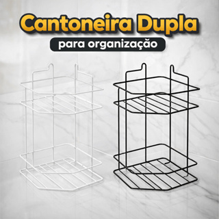 kit Até 2 Cantoneira Dupla Alumínio Banheiro Box Prateleira Canto Organizador Shampoo Sabonete em Oferta na Shopee