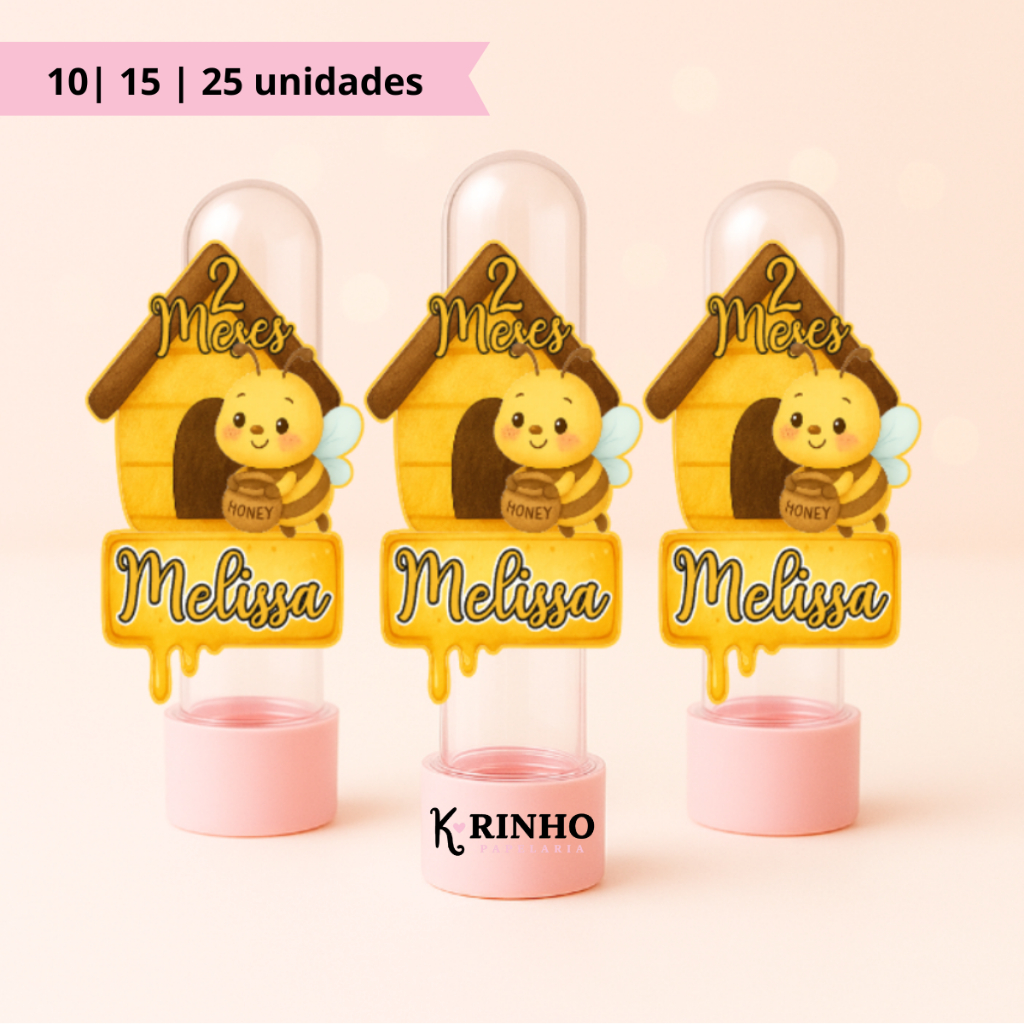 Aplique para Tubete Tema Abelhinha • 10/15/25 Unidades • Personalizados • Aniversário