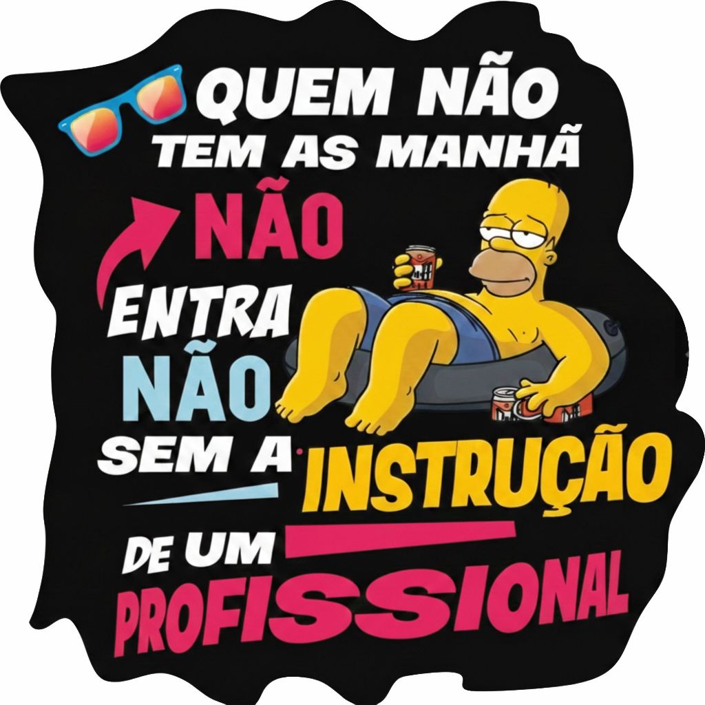 Adesivo Hommer Simpsons para carro moto quem não tem as manhã, não entra não sem a inst.  20 x 20 cm