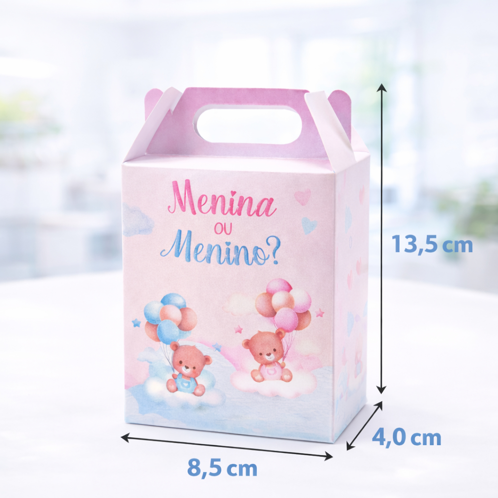 Detalhes do Embalagem para presentes, Cha Revelacao, festas e produtos - Caixa MALETA COM ALÇA papel OffSet 240g