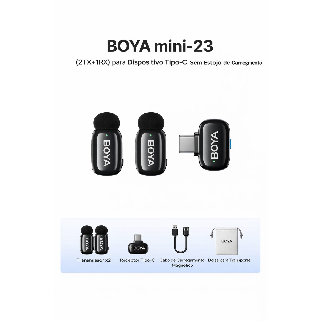 Microfone Lapela Boya Boyamini-23 Android E Iphone 15/16