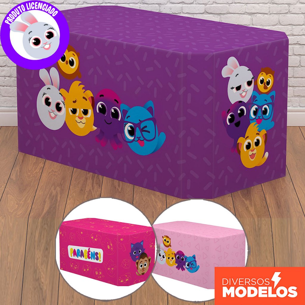 Capa de Mesa Aniversário Infantil Festa Bolofofos Veste Fácil Sublimado Em Tecido - Licenciado em Oferta na Shopee