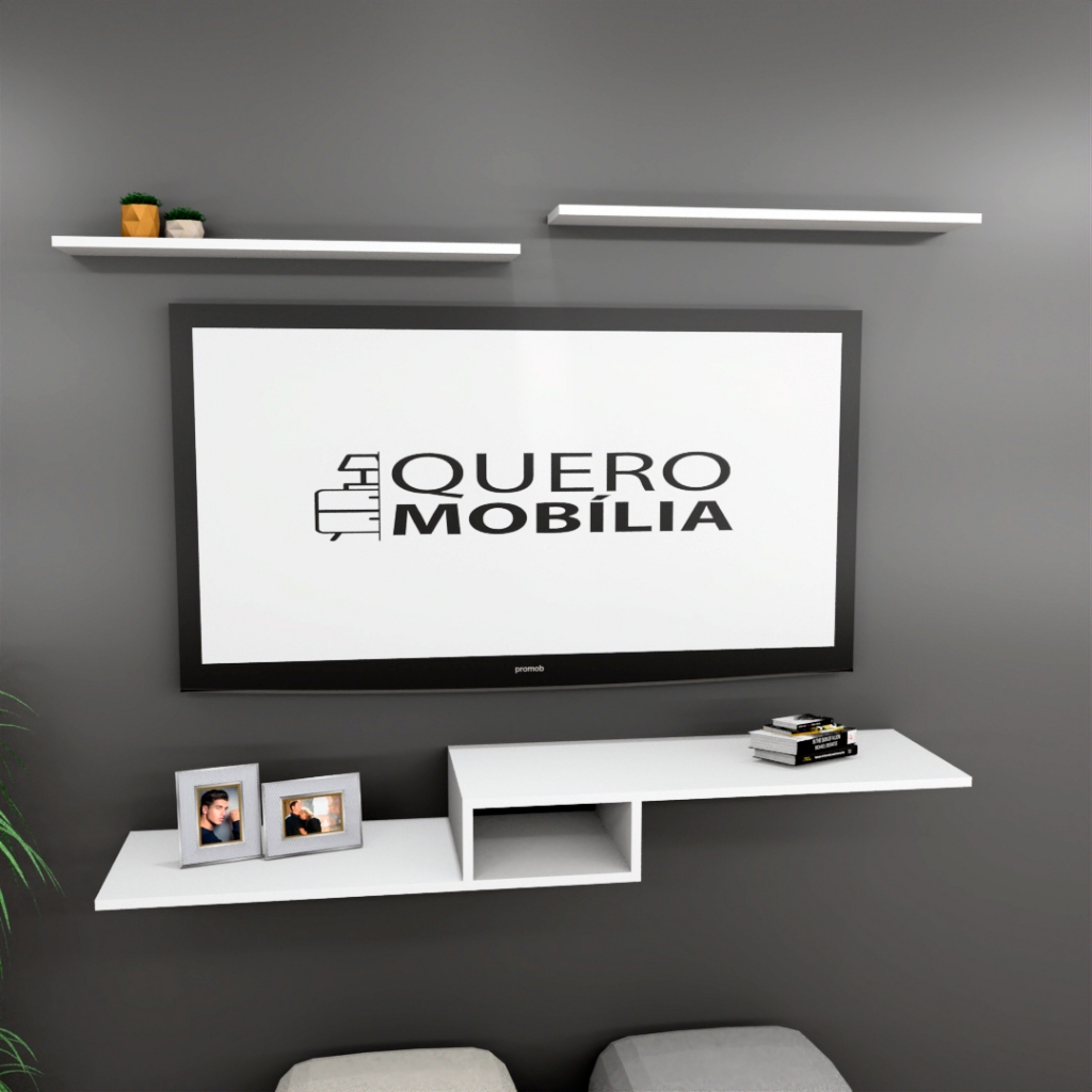 Rack Suspenso com Nicho e Prateleiras para Sala e Quarto