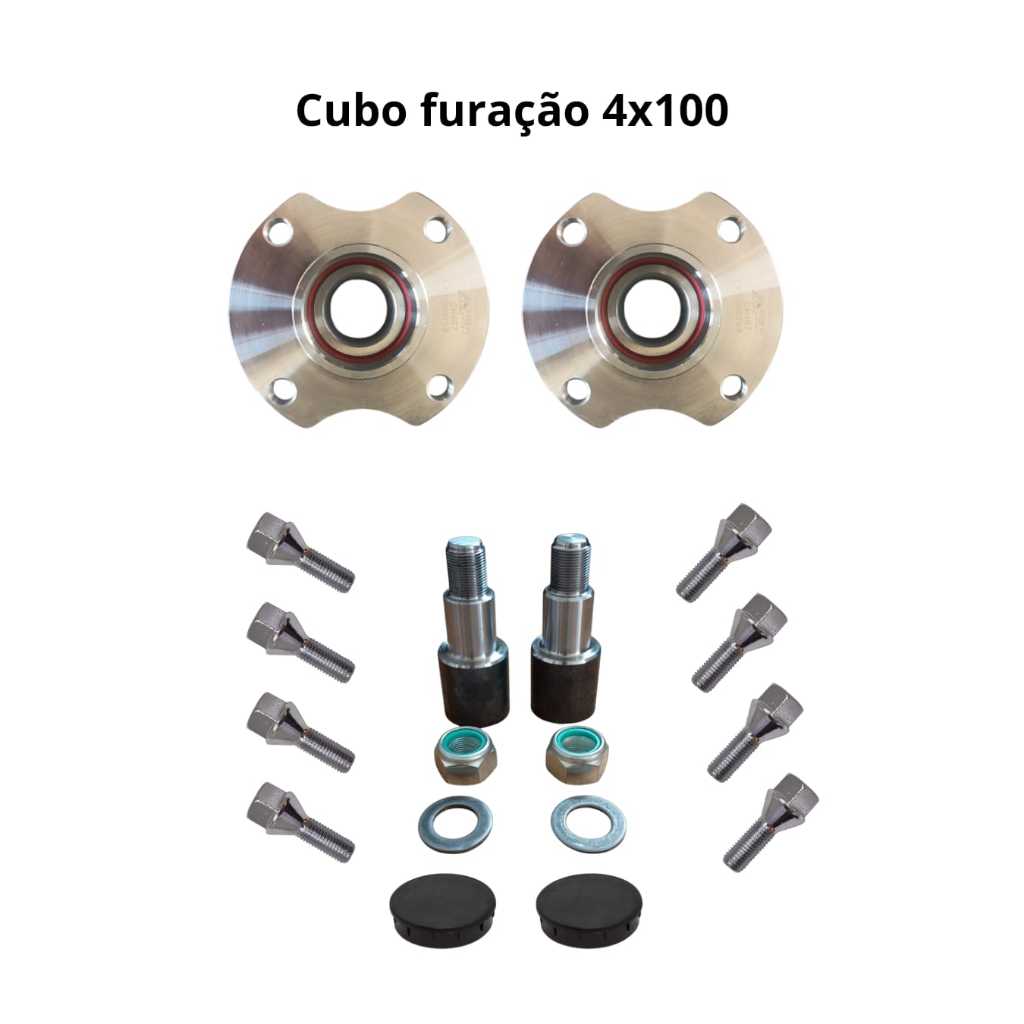 kit 2 Cubo Completo Ponta De Eixo 4x100 Carretinha Reboque Novos ponteira 44mm acompanha parafusos de roda cap 800KG