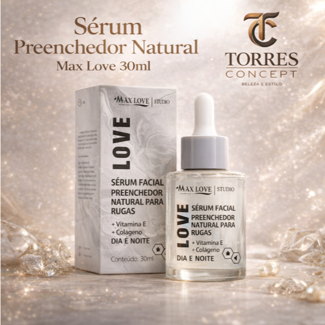 Sérum Preenchedor Natural Max Love 30ml Efeito Lifting Rugas Linhas Expressão Original Promo