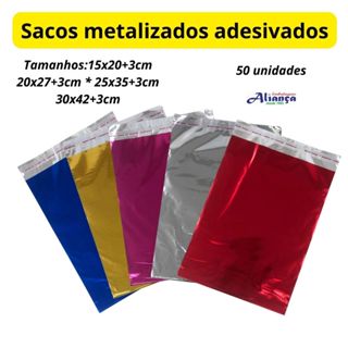50 Sacos Metalizados Adesivados tamanhos a escolha em Oferta na Shopee