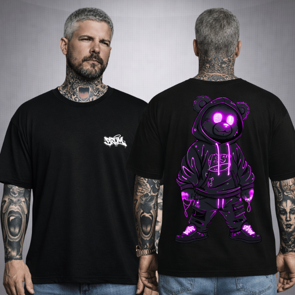 Camiseta Masculina 100% Algodão Estampa Streetwear Urso Colorido Bear Brasil Copa em Oferta na Shopee