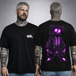 Camiseta Masculina 100% Algodão Estampa Streetwear Urso Colorido Bear Brasil Copa em Oferta na Shopee