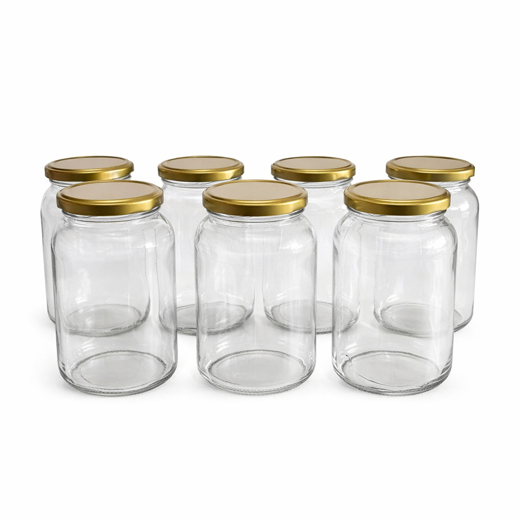 Kit 6 Potes de Vidro 600ml Com Tampa Dourada Para Conserva Geleia e Molhos em Oferta na Shopee