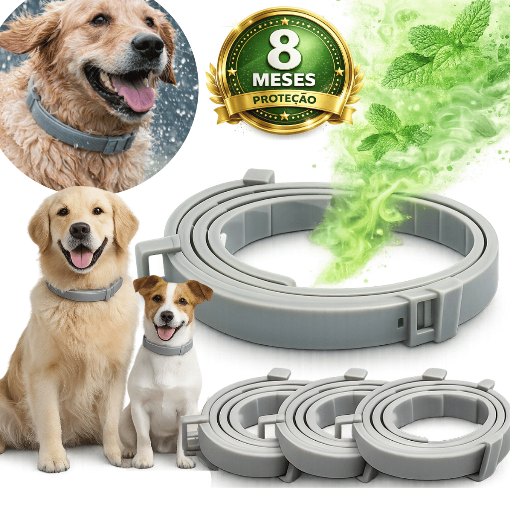 Coleira Para Prevenção De Pulgas E Carrapatos-Ajustável À Prova D'água Cães Gatos